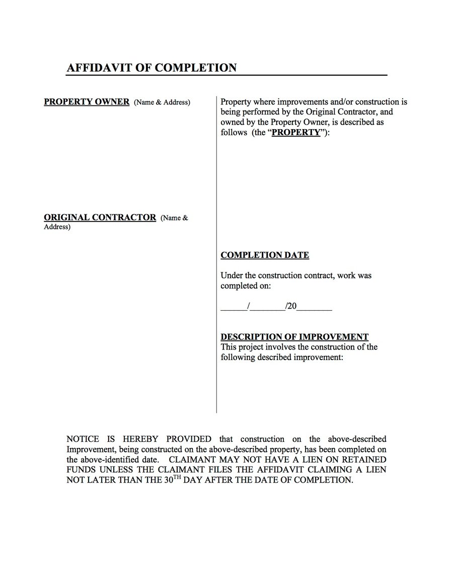 Texas Mechanics Lien Forms Complete Set Free